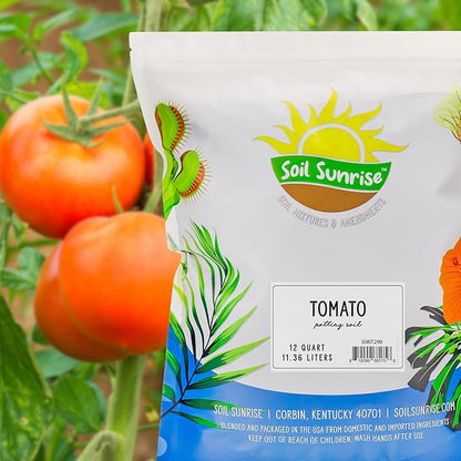 Soil Sunrise All Natural Tomato Starter/Potting Mix (12 Quarts) Perfect Backfill for Outdoor Tomato Plant Holes, Hand Blended with Natural Ingredients Including Worm Castings