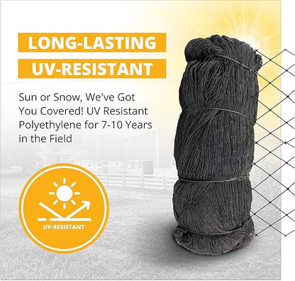 Stromberg’s 2” Mesh Heavy Duty Knotted Aviary Netting, UV Resistant Polyethylene Fiber for Game Birds, Pheasants & Poultry, 85 Lbs Break Strength Durable Against Weather and Predators, Size 50' x 100'