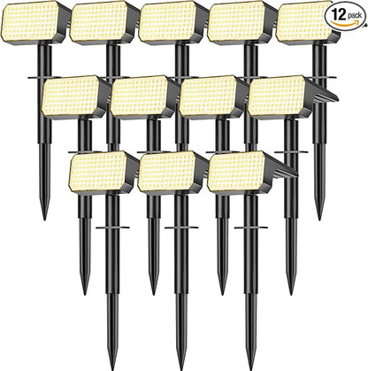 LANSOW Solar Spot Lights Outdoor Waterproof IP67, (12 Pack/90 LED/4 Modes) Solar Landscape Spotlights, 2-in-1 Solar Powered Flood Lights for Yard Garden Pathway Outside Tree, Auto ON/Off(Warm White)