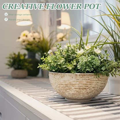 2 Pack Water Lily Planter Bowl, 15.6 Inch Large Lotus Flower Bowl Fit Hydroponic Succulent Planter Water Plant Container for Indoor Outdoor Garden Balcony Patio Fish Pond Bird Bath (White)