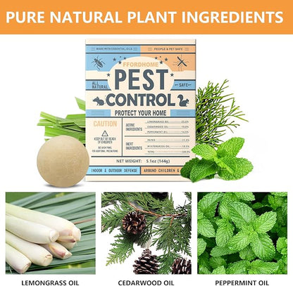 Pest Repellent Balls - Repel Rodent with Peppermint, High-Strength Mice, Mouse, and Rat Repellent - Effectively Deters Spiders, Roaches, Ants, Moths & Pests - 10-Balls