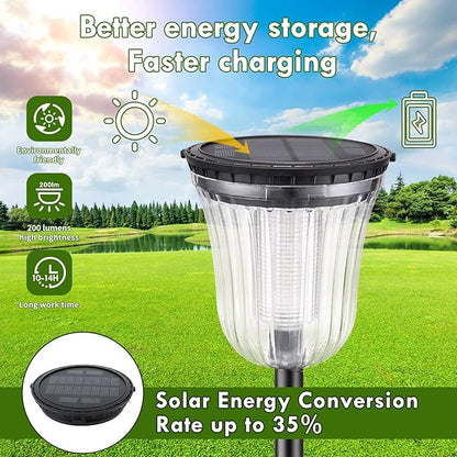 Solar Lights Outside Waterproof, 6 Pack 200 Lumens Super Bright Solar Pathway Lights Outdoor Waterproof with 2 Lighting Modes, Auto On/Off Outdoor Solar Lights for Yard, Walkway, Lawn
