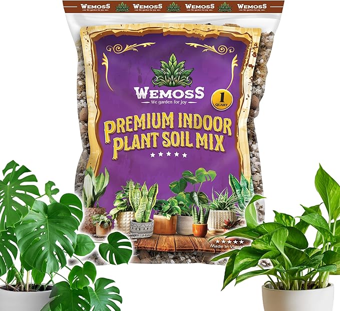 6 in 1 Premium Indoor Plant Potting Soil, Tropical House Plant Potting Mix with Clay Pebbles, Pumice, Coco Fiber, Perlite, Worm Castings, Peat Moss - Ideal for Tropical,Aroid Plants (1 Quart)