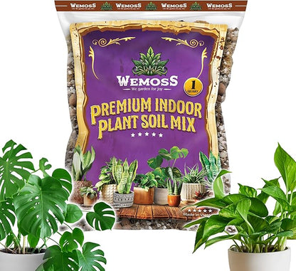 6 in 1 Premium Indoor Plant Potting Soil, Tropical House Plant Potting Mix with Clay Pebbles, Pumice, Coco Fiber, Perlite, Worm Castings, Peat Moss - Ideal for Tropical,Aroid Plants (1 Quart)