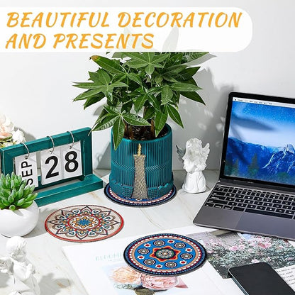 6 Pcs Boho Plant Pot Mat Absorbent Non Slip Round Pot Coaster Pad Gardening Indoor Outdoor Flower Plant Protect for Table Desk Floor, 5.9 Inches