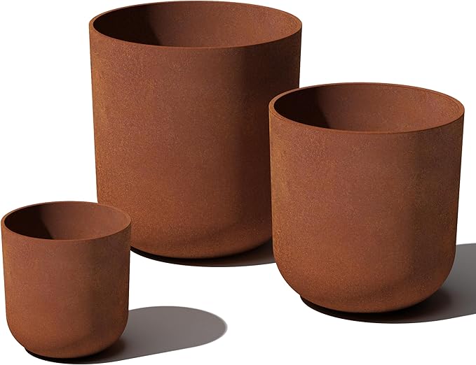 Veradek Patina Series Kona Planter - Round Planter for Outdoor Porch/Garden | Naturally Rusting Planter for All-Weather Use