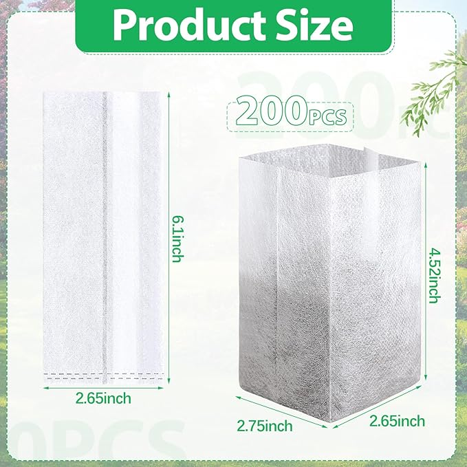 Augshy Nursery Growing Bags, 200Pcs Plant Grow Bags Non-Woven Fabric Seedling Pots Seedling Bag for Planting Seed Starting Pots Pouches for Vegetable Flower Fruit Saplings Tree (5.9" x 6.3")