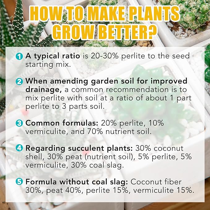 30QT Organic Perlite for Plants,3-6mm Horticultural Perlite 100% Natural for Gardening,for Indoor & Outdoor Plant to Enhanced Drainage and Promotes Soil Root Growth