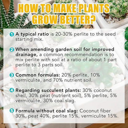 30QT Organic Perlite for Plants,3-6mm Horticultural Perlite 100% Natural for Gardening,for Indoor & Outdoor Plant to Enhanced Drainage and Promotes Soil Root Growth