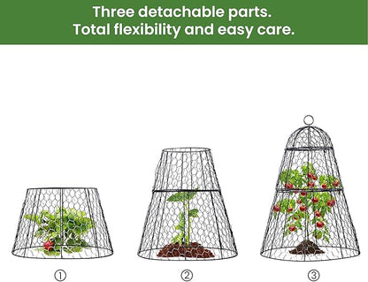 Easy-Snap Open Design Chicken Wire Cloche (6-Pack) - Adjustable Garden Plant Protectors from Birds & Animals for Large Plants & Flowers, 18" Dx26 H (L)