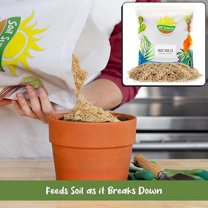 Soil Sunrise Organic Horticultural Grade Rice Hulls (8 Quarts) All-Natural Soil Amendment for Houseplants, Gardening, Seed Starting & Chicken Bedding