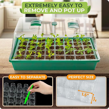 CARPATHEN Seed Starter Tray - Seed Starting Tray with Hard Plastic Humidity Dome and 40 Cells for Seedlings - Plant Germination Trays Plant Starter Kit and Base Mini Greenhouse Germination Kit