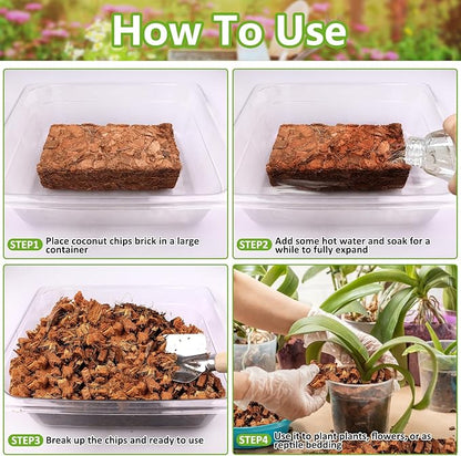 Legigo 8 Pack Coco Coir Chips for Plants- 8.8 LB 100% Organic Coconut Chips Brick Potting Mix with Low EC & PH Balance, Coconut Husk Substrate Coco Husk Mulch for Garden, Planting, Orchid and Soil Mix
