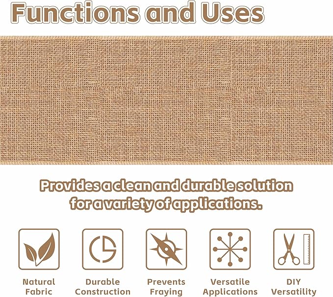 40“ x 40 Feet Natural Burlap Fabric Roll, High Density Jute Fiber, Multipurpose Burlap Tree Wrap for Decorations, DIY Crafts, Weed Barrier, Outdoor Plant, Gardening, Party Decor