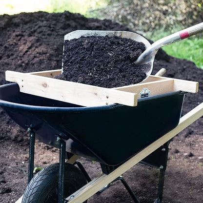 Cedar Garden Sifter for Compost, Dirt and Potting Soil - Handcrafted in The USA - Sustainable Cedar - Heavy Duty Stainless Grate (Wheelbarrow)