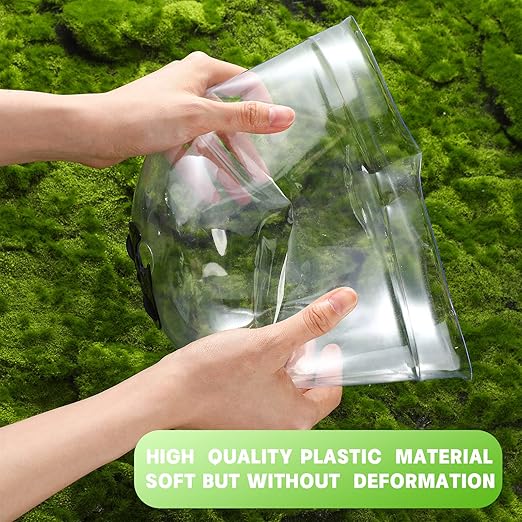 Remerry 20 Pack Garden Cloche Clear Bell Covers Freeze Protection Humidity Domes Plastic Dome 7.3 x 6.7 Inch with 60 Ground Securing Pegs and Plant Labels for Plants Seed Starting Greenhouse