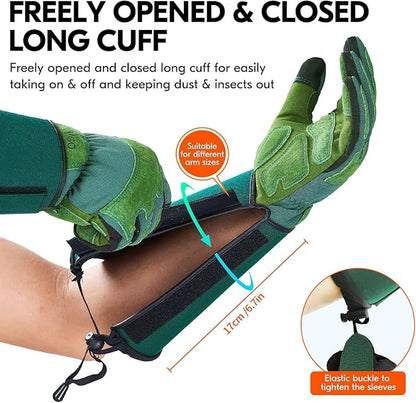 Vgo... 1 Pair Gardening Gloves Unses,Safety Work Gloves,Long Sleeves Gauntlet,Puncture-proof,Thorn Proof,Touchscreen(Size L,Green,SL7477)
