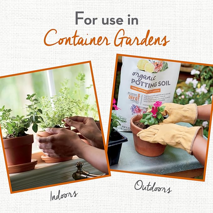 Whitney Farms Organic Potting Soil - Natural Indoor and Outdoor Container Mix for Vegetables, Herbs and Flowers, Feeds Plants up to 2 Months - 8 qt.