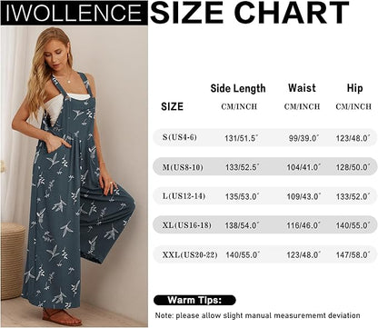 IWOLLENCE Women's Summer Jumpsuits Boho Wide Leg Overalls Casual Loose Rompers with Pockets 2025