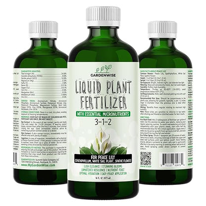 Peace Lily Fertilizer: 3-1-2 Liquid Fertilizer with Essential Micronutrients - The Ultimate Food for Spathiphyllum, Perfect for Indoor Plants (8 OZ)