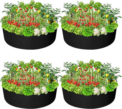 Zhehao 4 Pcs Fabric Raised Planting Bed Round Garden Grow Bags Heavy Duty Breathable Fabric Raised Planter Container for Gardening Vegetables Herbs and Plants Outdoor(50 Gallon)
