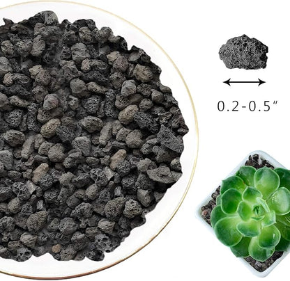 Lava Rocks for Plants -100% Pure Volcanic Rock No Dyes or Chemicals-Best Lava Stones Top Dressing for Cacti Succulents Plants,Bonsai (Black, 20LBS)