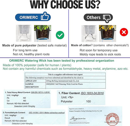 ORIMERC 200 feet 1/6 inch Self Watering Capillary Wick Cord Vacation Plant Sitter DIY Hydroponic Wicking Rope Seeds Start Planter Pot Automatic Potted Flower Passive Lazy Waterer String System Device
