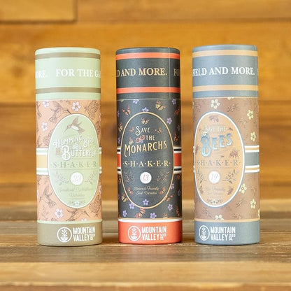 Pollinator Wildflower Seed Shaker Collection - ~300,000+ Wild Flower Seeds for Planting - Includes Hummingbird & Butterfly, Save The Monarchs, and Save The Bees Wildflower Mixes - Covers ~1,000 sq ft