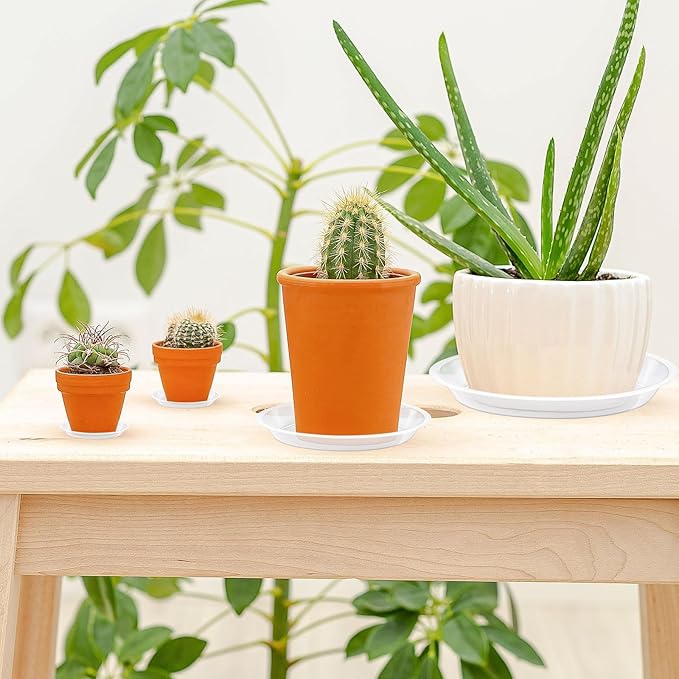 Augshy 18 Pack Plant Suacer 4/6/8/10 Inch Plant Drip Trays for Pots Clear Plant Pot Trays Water-Repellent Plant Saucers for Gardens Balconies and Indoors