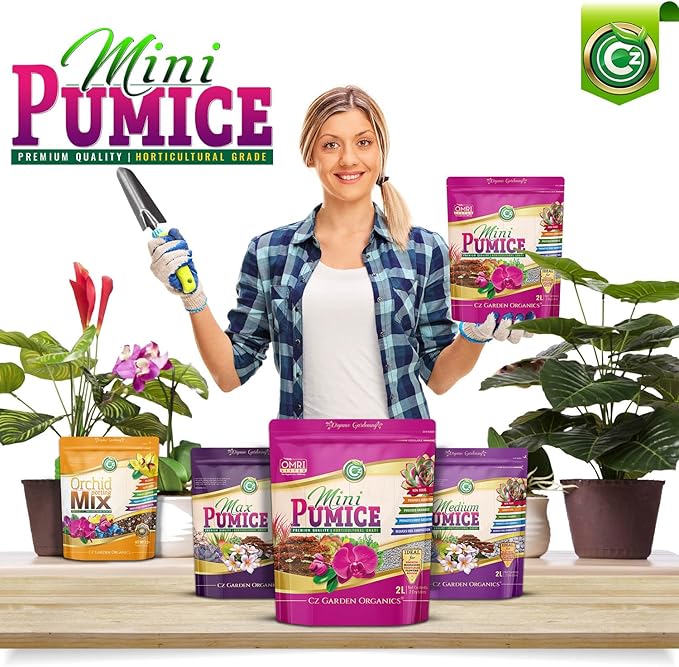 Pumice Stone Grow Media - Made in USA for Bonsai • Succulents • Cactus • Orchids - Horticultural Soil Amendment Additive Conditioner for Indoor and Outdoor Plants and Flower Gardens. OMRI Listed