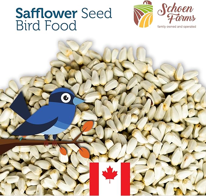 Schoen Farms Bright White Safflower Seeds for Cardinals, Jays, Finch, Dove and Others | 7 lbs (3.18 kg.)
