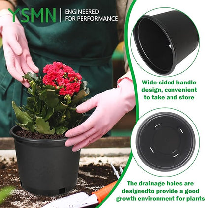 Short 2 Gallon Pots for Plants, Sturdy Plastic Planter Pots with Drainage Holes, Large Plastic Planters, Garden Planter Pots for Seedlings, Succulents