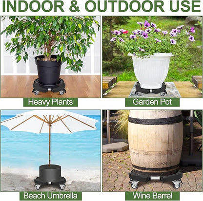 Plant Caddy Stand with 360° Wheels Adjustable 15-22 Inch Rolling Plant Stand Heavy Duty Large Plant Cart Dolly with Casters 440lbs Capacity for Large Planter, Garden Pot, Flower Pot, Black, 1 Pack