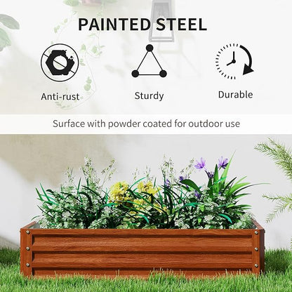 Outsunny Galvanized Raised Garden Bed, 4' x 2' x 1' Metal Planter Box, for Growing Vegetables, Flowers, Herbs, Succulents, Brown