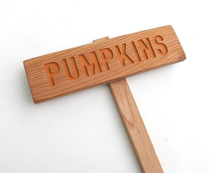 PUMPKINS Garden Sign, Halloween Garden Sign, Painted & Oil Sealed Cedar Wood: Hand Routed, Vegetable Plant Garden Marker, Personalized Sign