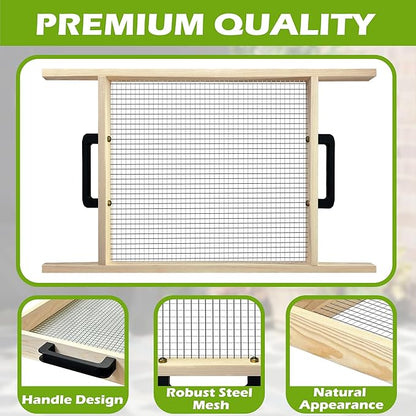 Soil Sifter Large, Garden Rock Sifter, Garden Sifter for Sifting Soil, Worm, Leaves, Loam Soil, Sand and Gravel, Suitable for Wheelbarrow and Handheld