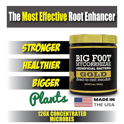 Big Foot Gold Mycorrhizal Fungi 1 oz, Beneficial Bacteria for Plant Growth, Root Stimulator, Super Concentrated 3-in-1 Formula for All Plants