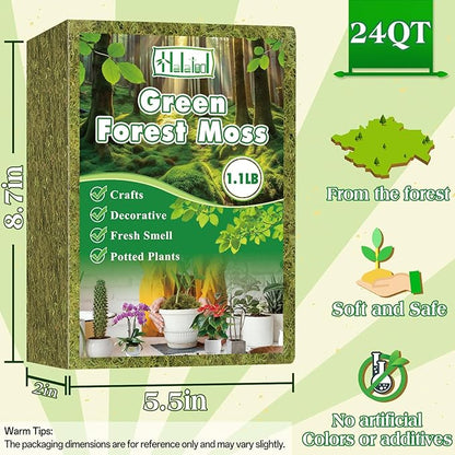 Halatool 1.1LB Green Moss for Potted Plants, 25QT Orchid Moss Potting Mix, Forest Moss for Indoor Plants, Indoor Potting Plant Moss for Repotting Terrariums Garden Reptiles