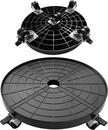 16 Inch Plant Caddy with Wheels Outdoor Indoor 2 Pack, Large Rolling Plant Stand for 500lb Heavy Duty Flower Pots, Round Plant Rollers Lockable Potted Planter Dolly, Black