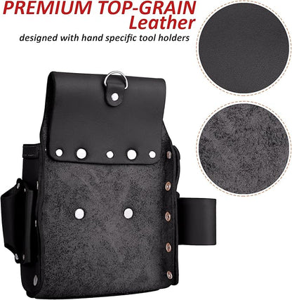 FUERI Leather Tool Pouches Carpenter Electrician Belt Bags Organizer 4 Pocket Professional Heavy Duty Pouch for Construction Framing