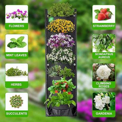 New Upgraded Deeper and Bigger 7 Pocket Hanging Vertical Garden Wall Planter For Yard Garden Home Decoration