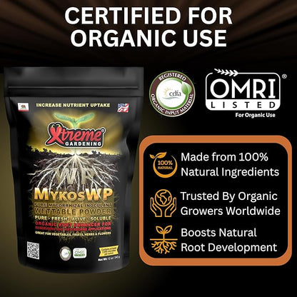 MYKOS WP Mycorrhizae Powder 12 oz – Mycorrhizae for Plants – Mycorrhizal Fungi Root Stimulator for Plants – Ideal for Seedlings, Transplants, Bare-Root Trees & Hydroponic Systems