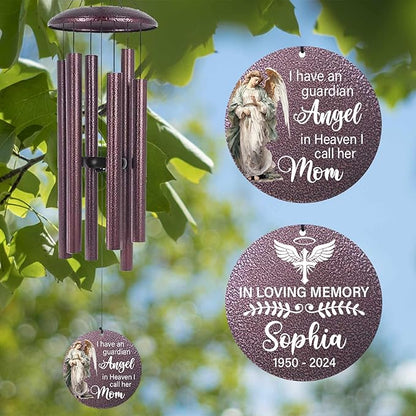 ASTARIN 36" Large Deep Tone Personalized Sympathy Wind Chimes, Memorial Wind Chime for Loss of Mother Father Loved One, Angel Bereavement Gifts Decor Outdoor Patio Garden Graveyard, Produced in USA