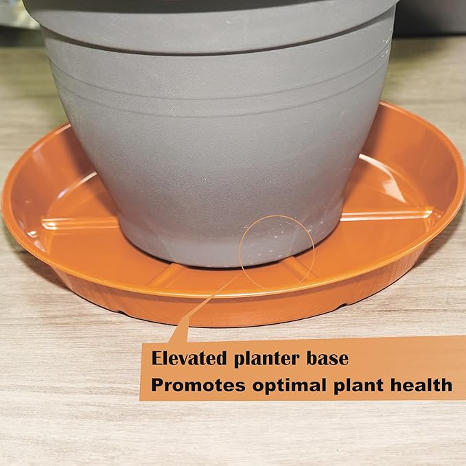 Plant Saucer Pot Tray 12 inch, 6 Packs Flower Planter Saucers and Drip Trays for Pots Planter, Heavy Duty Plant Dish Pant Plate to Catch Water for Indoor & Outdoor, Terracotta