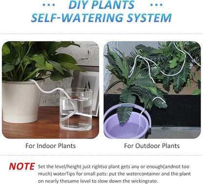 130 Feet Self Watering Wick Cord Watering Rope for Indoor Outdoor Potted Plant Self-Watering Planter Pots DIY Automatic Watering Device System Potted Plant Sitter Auto Drip Irrigation Waterer