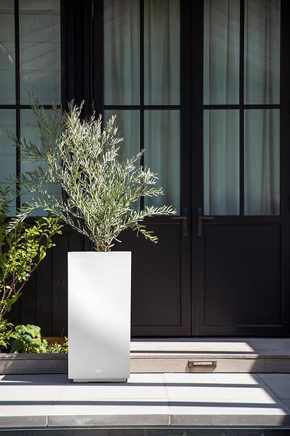 Veradek Block Series Pedestal Planter - Tall Planter for Indoor or Outdoor Front Porch | All-Weather Use with Removable Insert Bucket | Modern Décor for Flowers, Tall Trees, Faux Plants