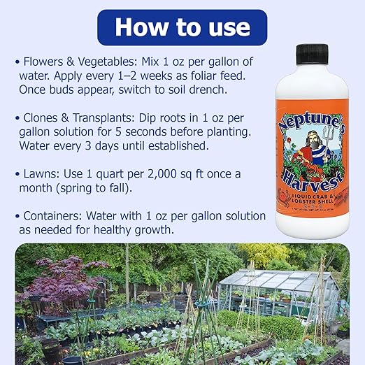 Neptune’s Harvest Organic Crab & Lobster Shell Multi-Purpose Liquid Fertilizer (2-0-2) - 18oz Pint - Rich in Nutrients Soil Fertilizer - Plant Food for Lawns, Gardens, and Vegetables