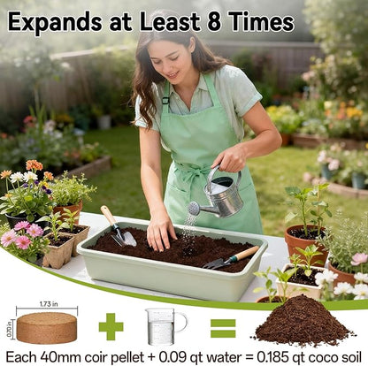 ZeeDix 50 Pack 40mm Organic Coco Coir Seed Starter Pellets, Compressed Coconut Fiber Seed Starter Soil Discs Potting Soil Mix for Indoor Outdoor Plants, Herbs Houseplants Bonsai Vegetables Flowers