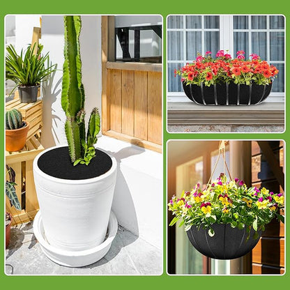 Adnee 78.7 x 14 Inch Non Woven Flower Pot Liner Roll-Black Felt Hanging Basket Liners Roll-Fabric Planter Liner Grow Mat Roll for Microgreens Garden Planter Window Hanging Flower Basket Indoor Outdoor