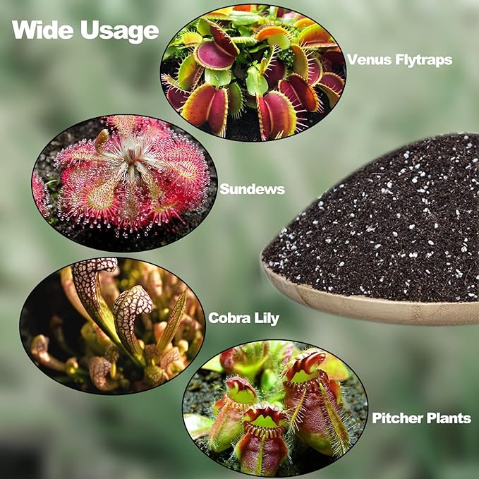 Carnivorous Plant Soil Mix for Repotting 4 QT, All Natural Ingredients Great for Venus, Sundews, and Pitcher Plants